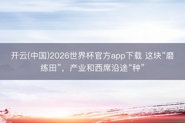 开云(中国)2026世界杯官方app下载 这块“磨练田”，产业和西席沿途“种”