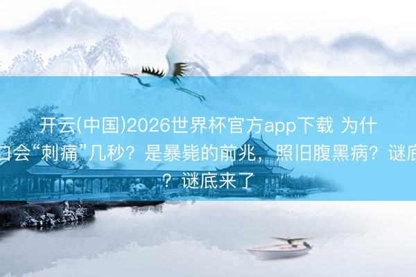 开云(中国)2026世界杯官方app下载 为什么胸口会“刺痛”几秒?是暴毙的前兆,照旧腹黑病?谜底来了