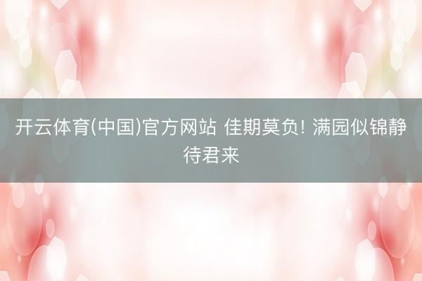 开云体育(中国)官方网站 佳期莫负! 满园似锦静待君来