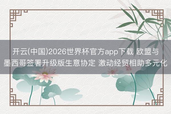开云(中国)2026世界杯官方app下载 欧盟与墨西哥签署升级版生意协定 激动经贸相助多元化